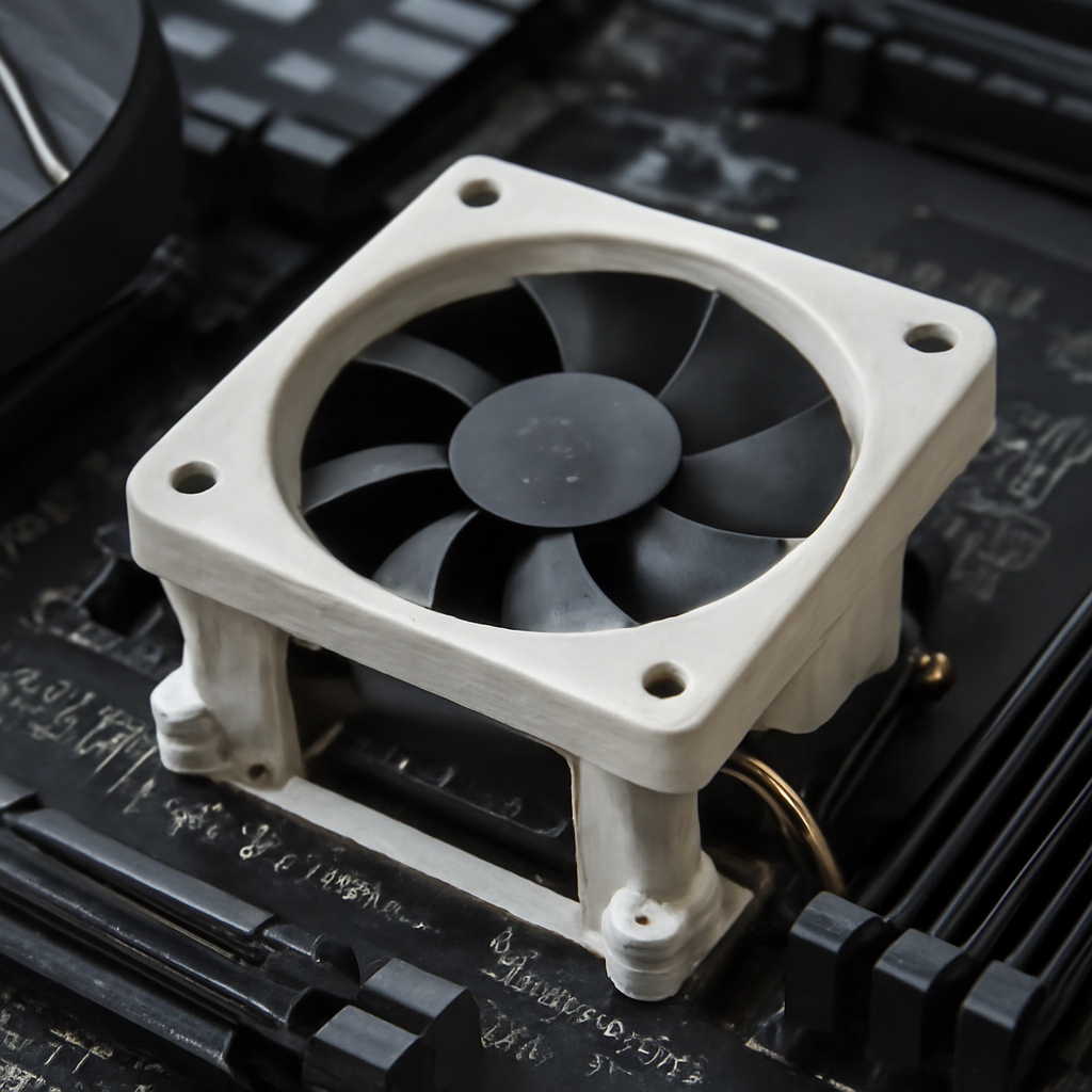 3D-gedruckte Lüfterhalterung am Mainboard