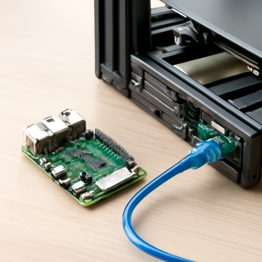 Raspberry Pi mit USB-Verbindung zum Drucker