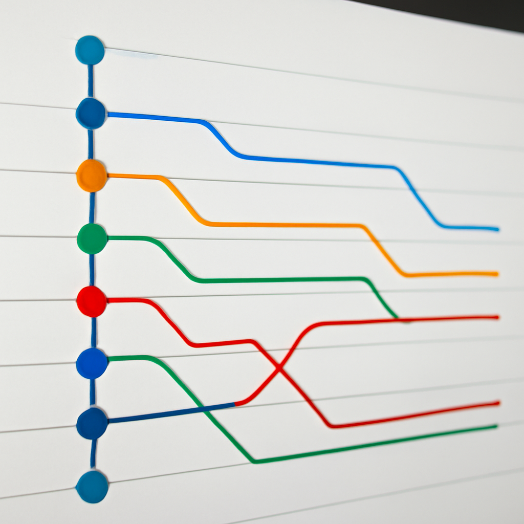 Versionskontroll-Chart mit Branch-Übersicht