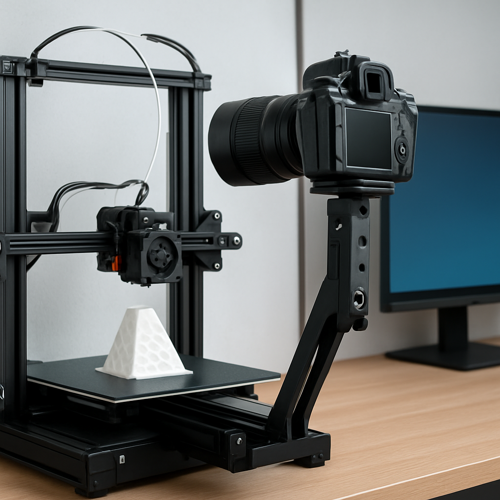 Kamera-Setup mit Halterung am 3D-Drucker