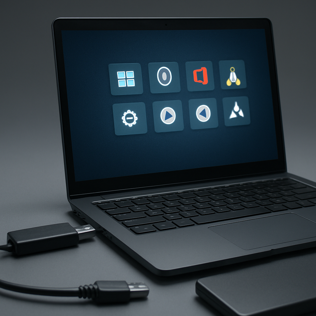Mehrere ISO-Optionen im Bootmenü auf USB-Stick.