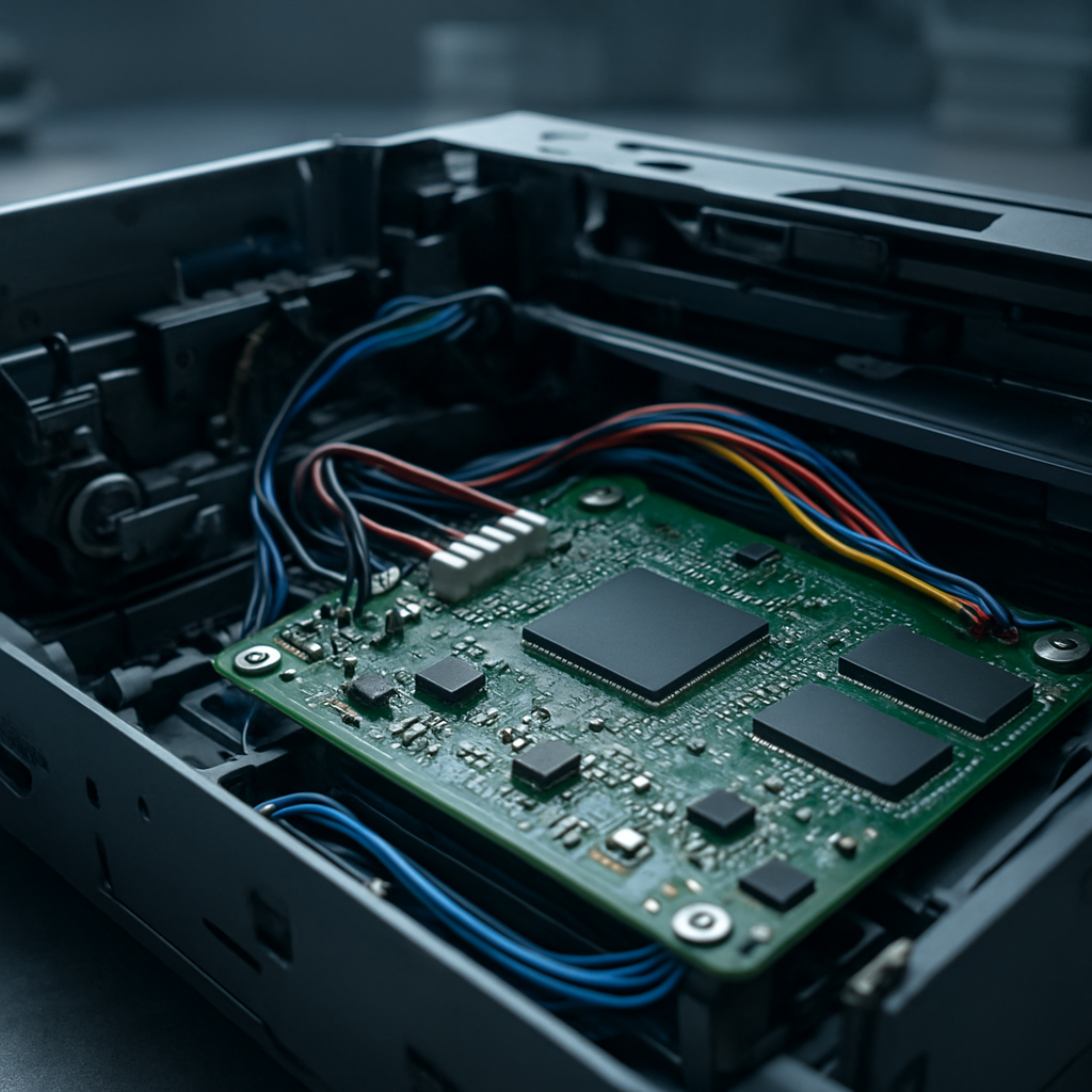 Innenansicht eines Drucker-Systems – Hardware im Fokus