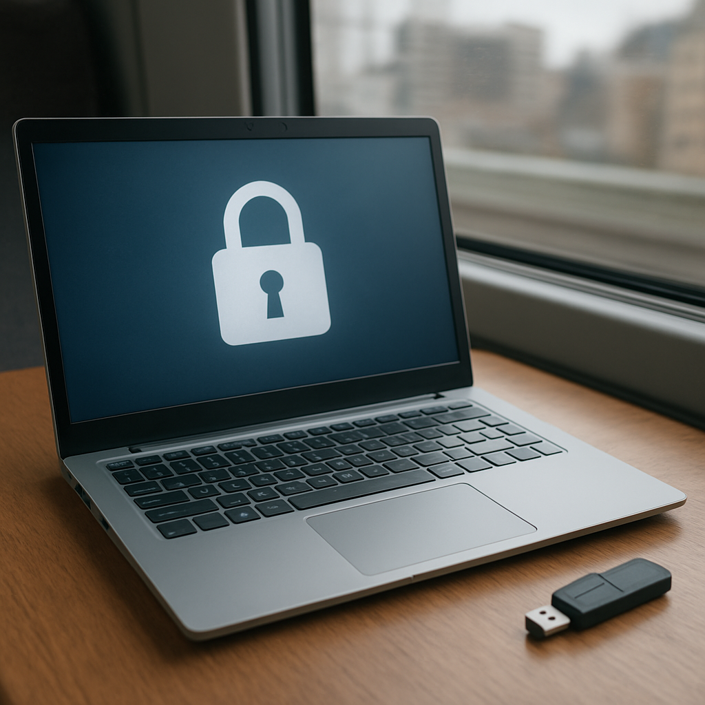 Laptop-Bootschutz auf Reisen mit USB-Sicherheitsstick