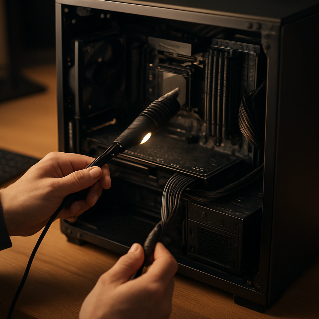 Kabelmanagement und Netzteil-Check im PC-Innenraum