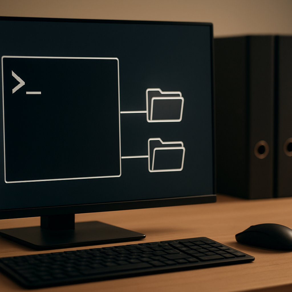 Symlink-Erstellung im Bash-Terminal visuell gezeigt