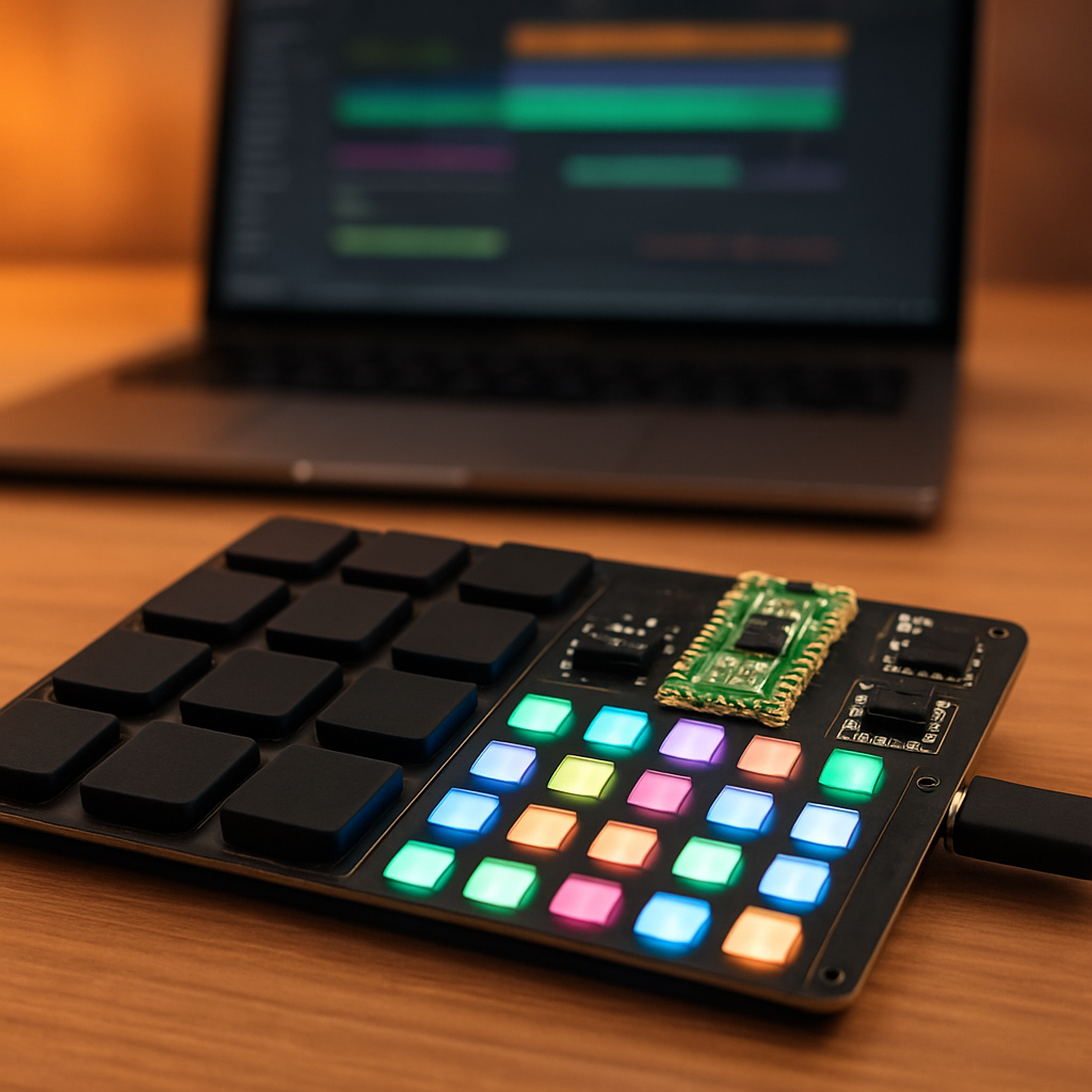 Pico-basiertes MIDI-Interface mit LED-Feedback und Pads