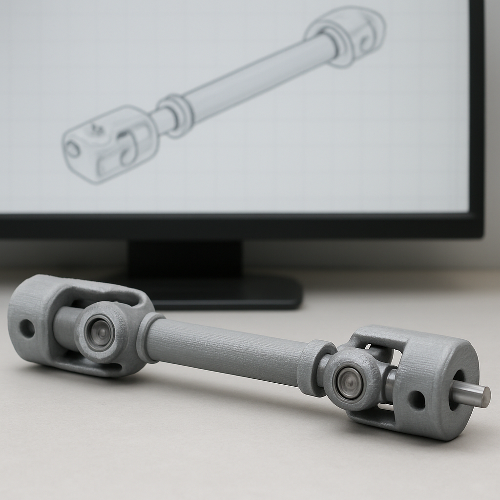 1:18-Kardanwelle aus PolyMax PLA Grau gedruckt