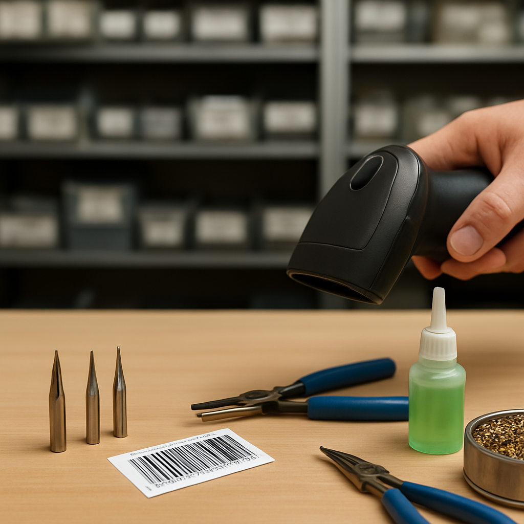 Barcodes unterstützen die präzise Lötzubehör-Inventur vor Ort