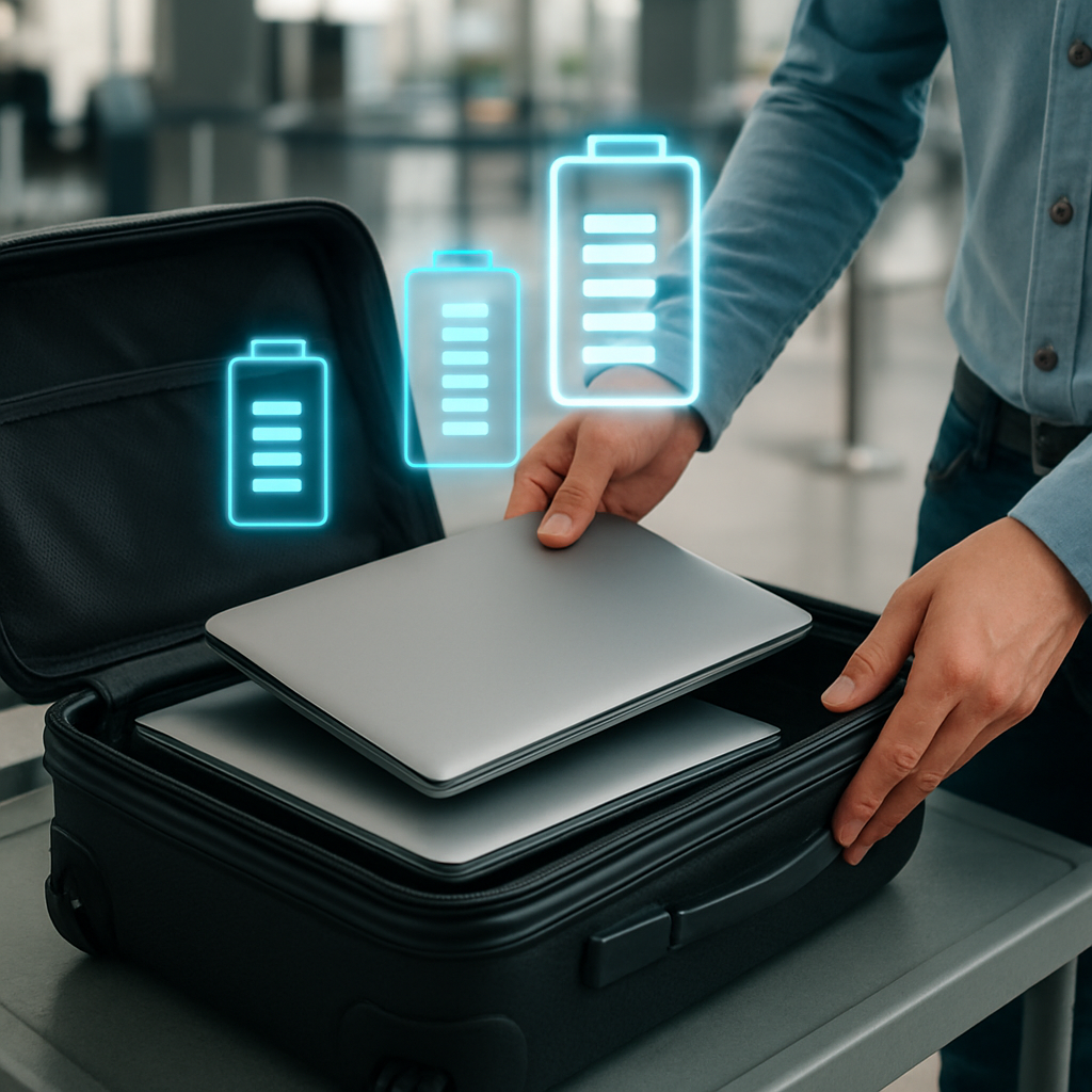 Gepäck-Transportregeln für Laptops anschaulich dargestellt