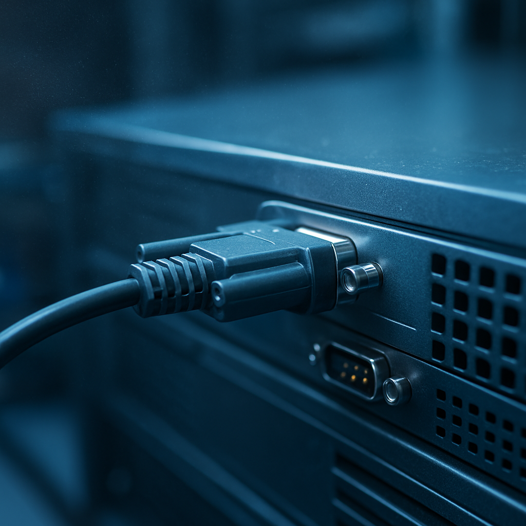 Serielle Schnittstelle am Serverfrontpanel mit Kabeladapter